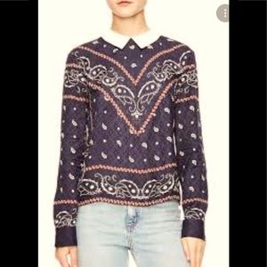 Sandro Paris Papillion Bandana Print blouse size S NWOT Price Firm!